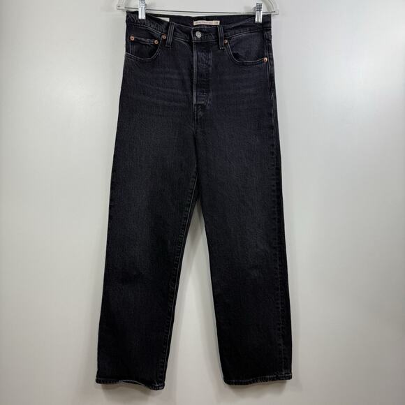 Levi’s Premium Ribcage Straight Ankle Charcoal Jeans Size 28 Buttonfly High Rise - Picture 12 of 12